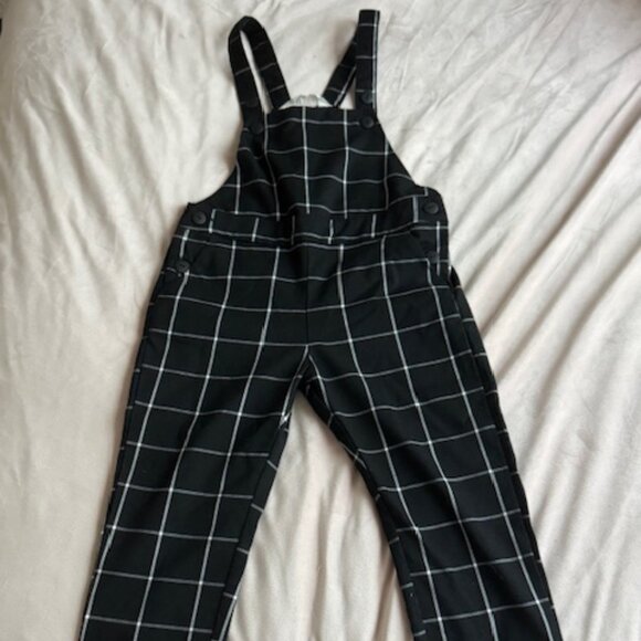 H&M Kids Black Windowpane Overalls – Size 4 - Picture 1 of 3